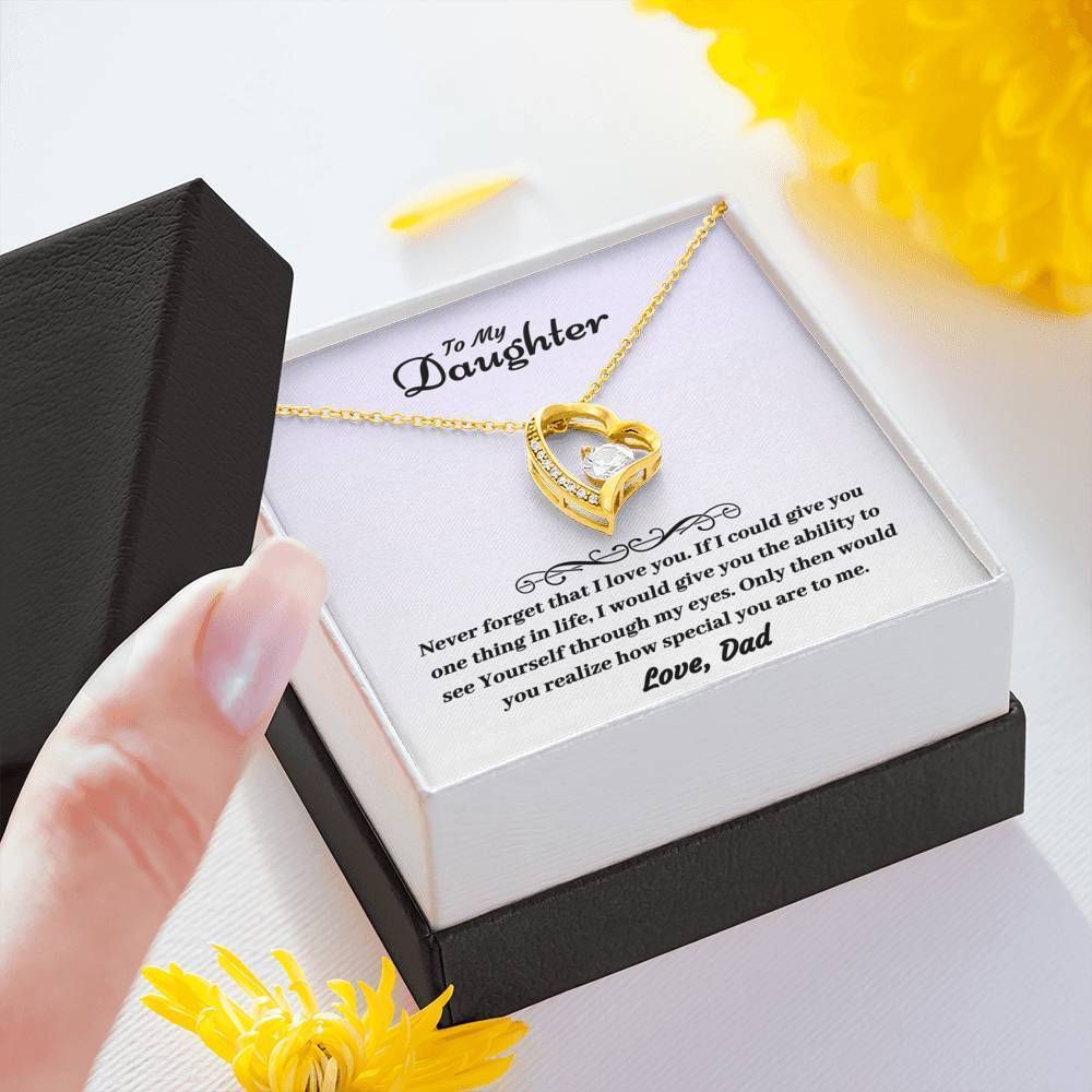 Gift For Daughter Never Forget That I Love You 14K White Gold Forever Love Necklace