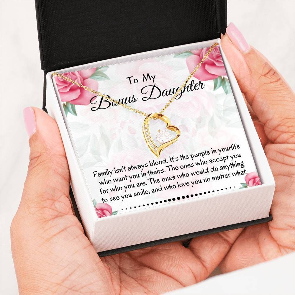 Gift For Daughter Bonus Daughter Love You No Matter What 14K White Gold Forever Love Necklace