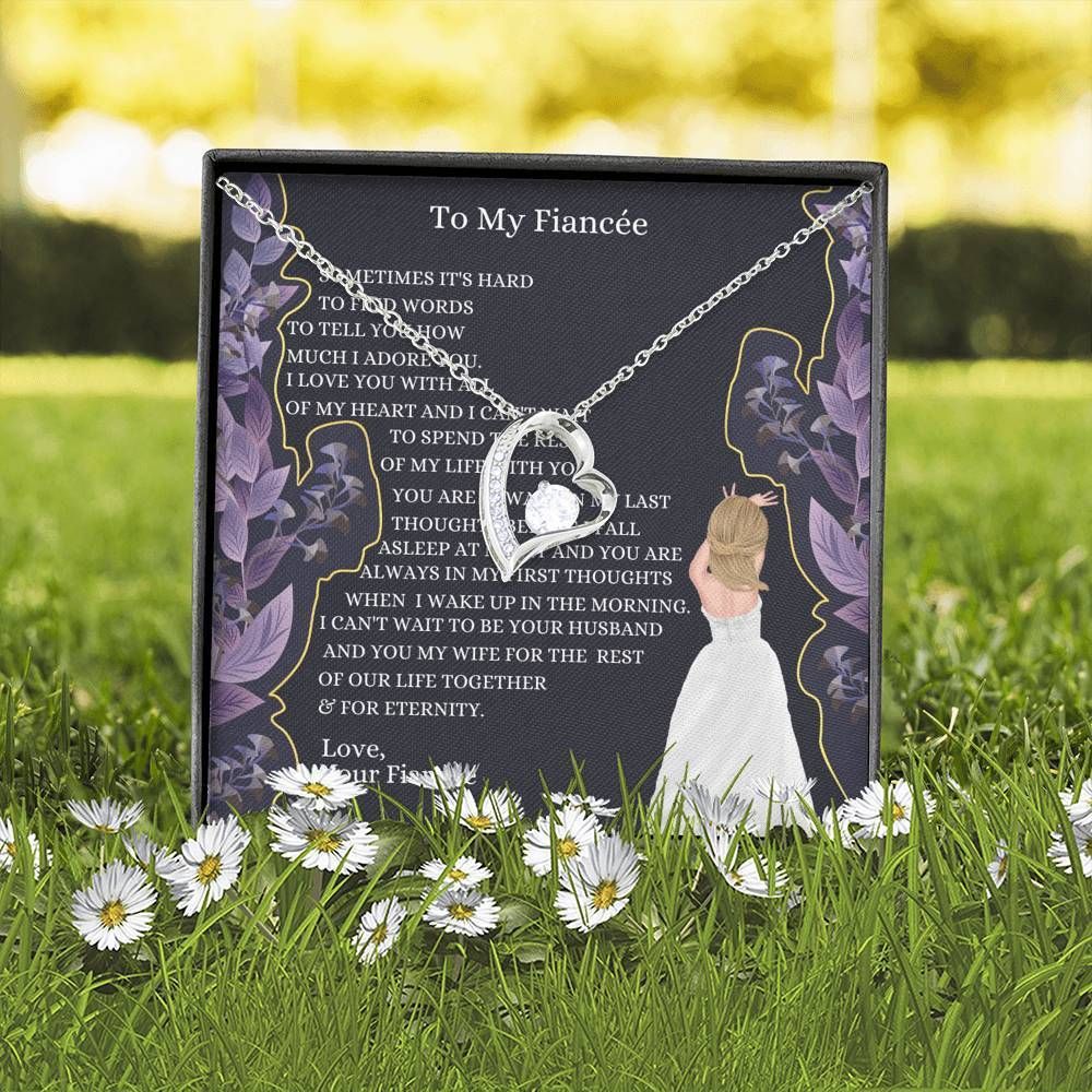 Pre-Wedding Gift For Fiancee You're Always My Last Thoughts 14K White Gold Forever Love Necklace