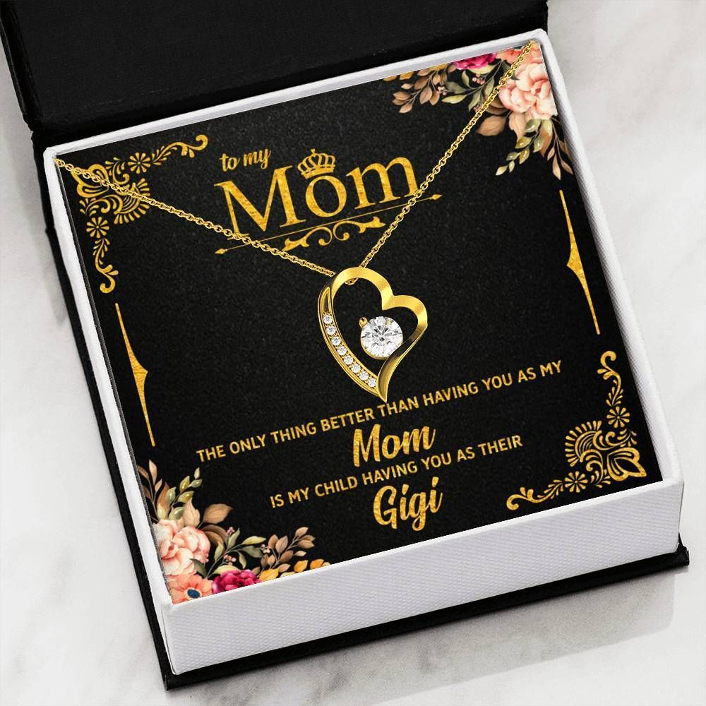 Gift For Mom My Child Having As Their Gigi 14K White Gold Forever Love Necklace