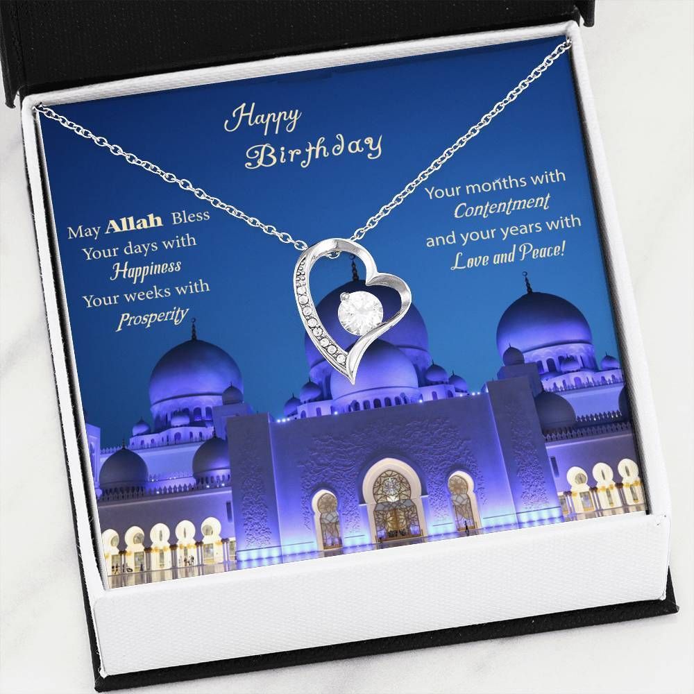 Happy Birthday Gift For Daughter 14K White Gold Forever Love Necklace