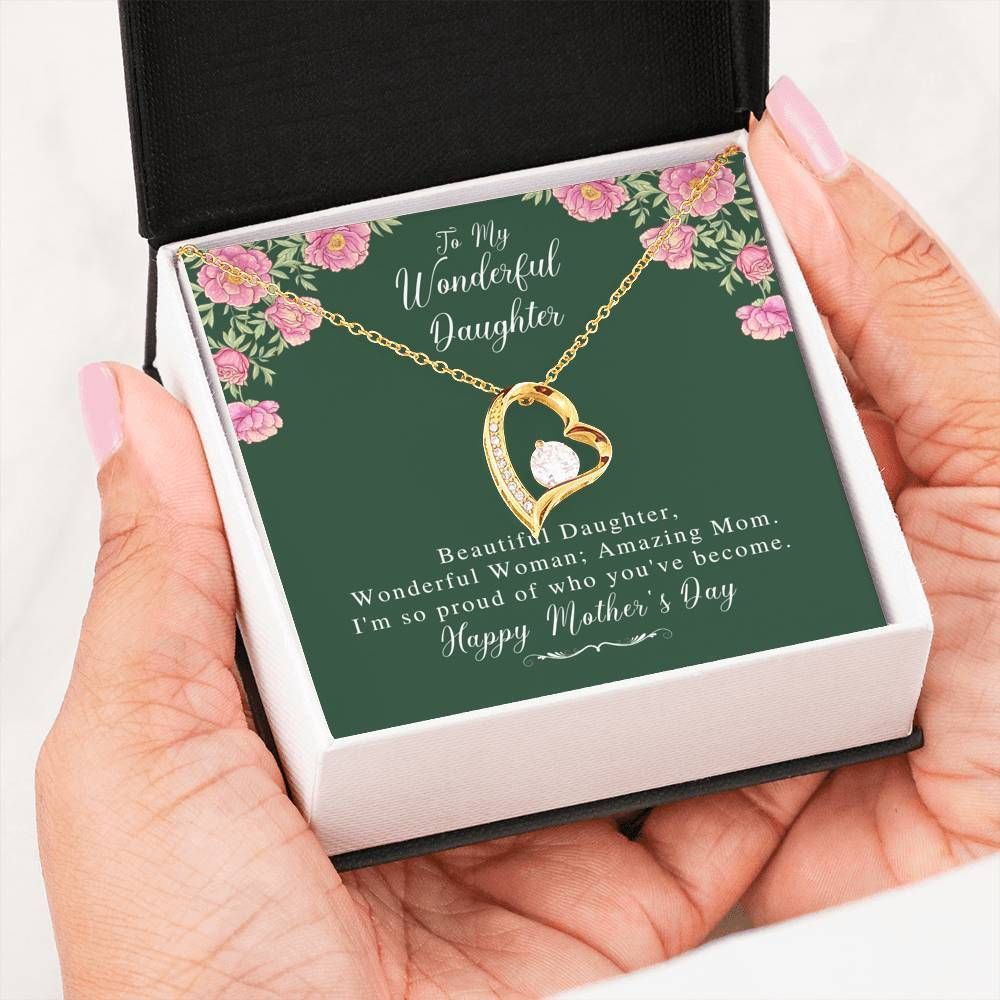 Gift For Daughter I'm So Proud Of Who You've Become 14K White Gold Forever Love Necklace