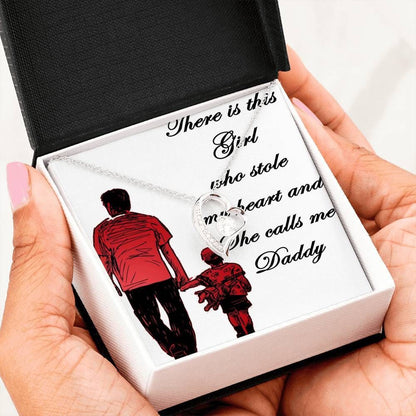 This Girl Who Stole My Heart 14K White Gold Forever Love Necklace Dad Gift For Daughter