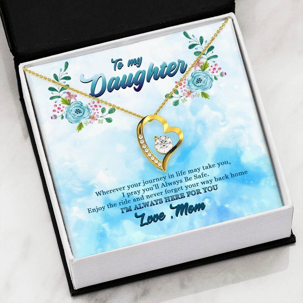 Blue Camellia Always Be Safe 14K White Gold Forever Love Necklace Gift For Daughter