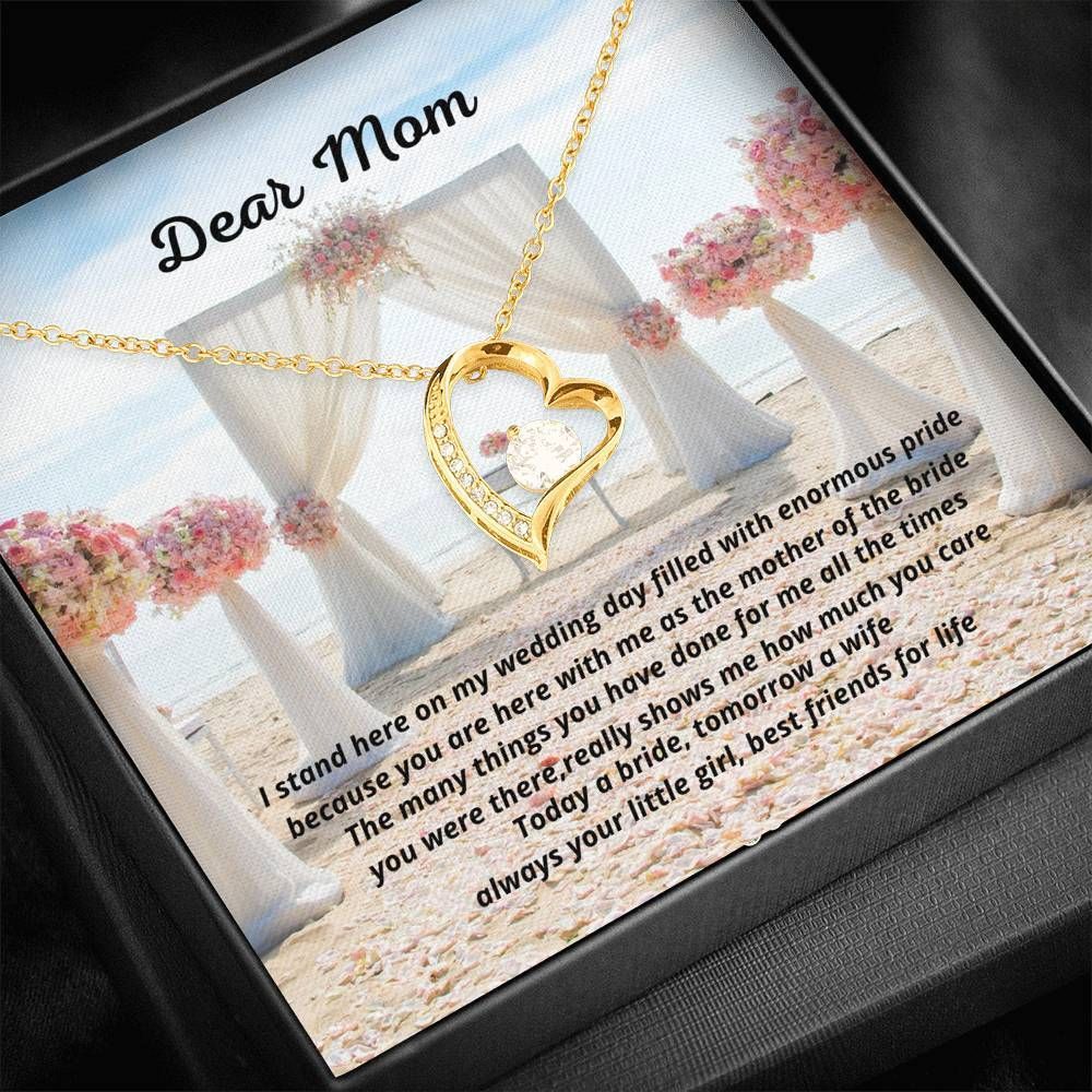 Bride Gift For Mom Today A Bride Best Friends For Life 14K White Gold Forever Love Necklace