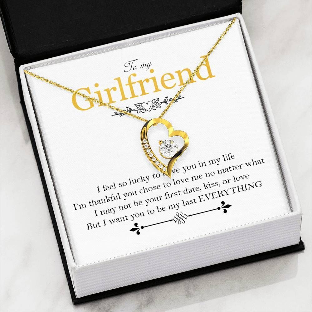 Gift For Girlfriend Want You To Be My Last Everything 14K White Gold Forever Love Necklace