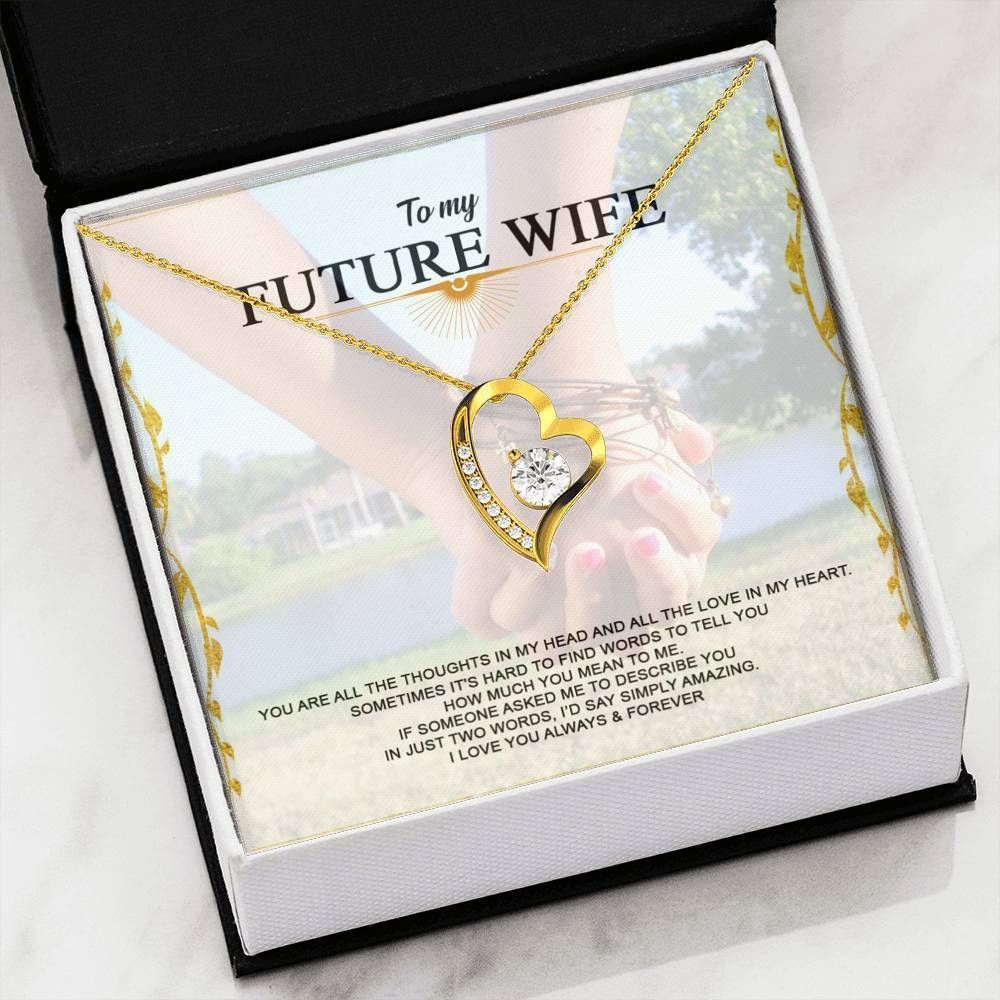 Gift For Wife Future Wife I Love You Forever And Always 14K White Gold Forever Love Necklace