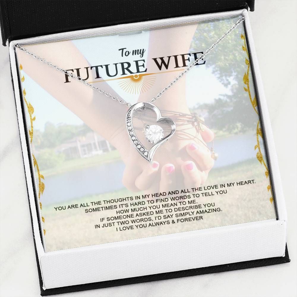 Gift For Wife Future Wife I Love You Forever And Always 14K White Gold Forever Love Necklace