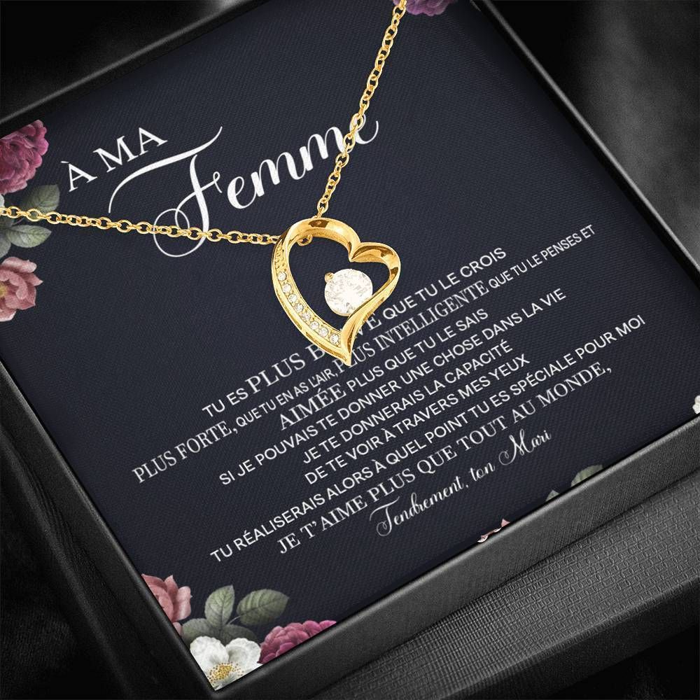 Gift For Femme With Meaningful Message Card 14K White Gold Forever Love Necklace