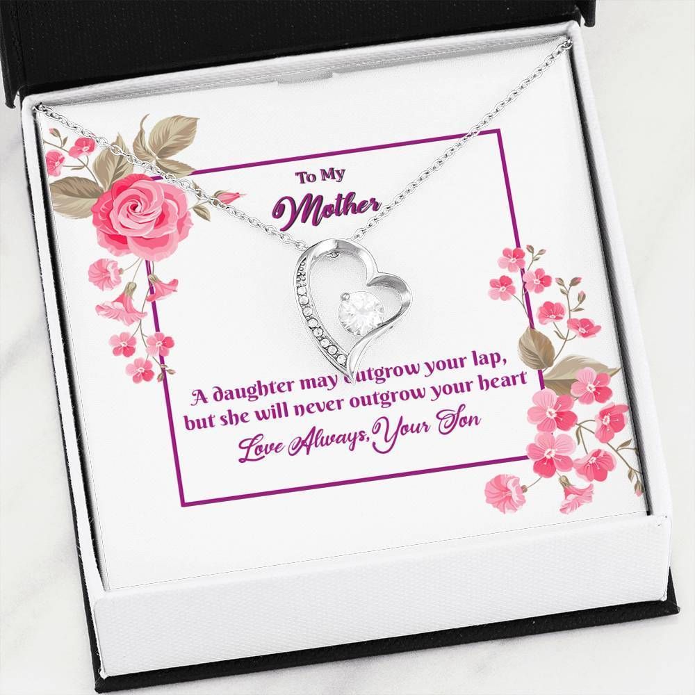 Gift For Mom A Daughter May Outgrow Your Lap 14K White Gold Forever Love Necklace