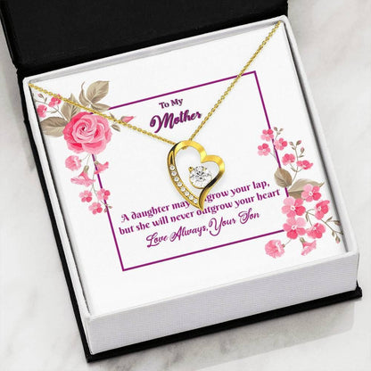 Gift For Mom A Daughter May Outgrow Your Lap 14K White Gold Forever Love Necklace