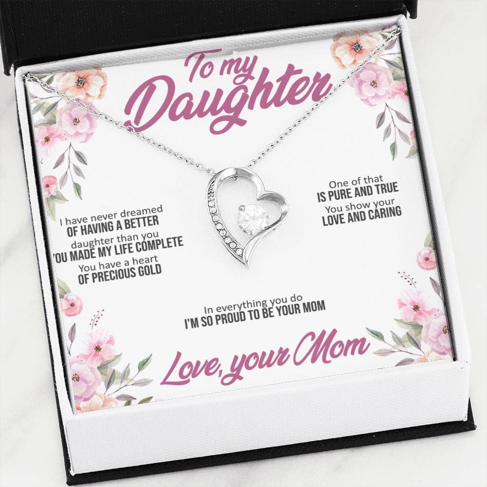 I'm So Proud To Be Your Mom Gift For Daughter 14K White Gold Forever Love Necklace