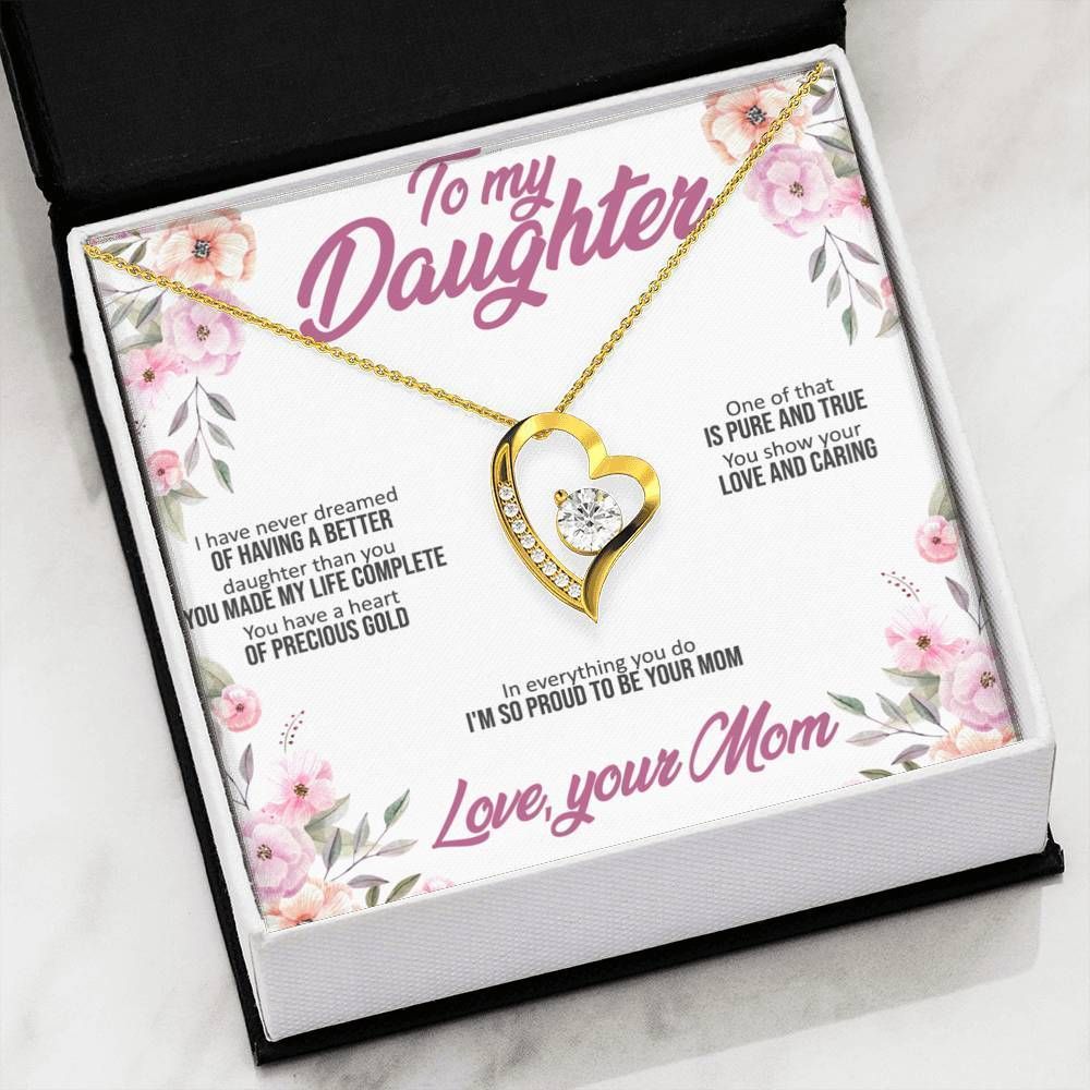 I'm So Proud To Be Your Mom Gift For Daughter 14K White Gold Forever Love Necklace