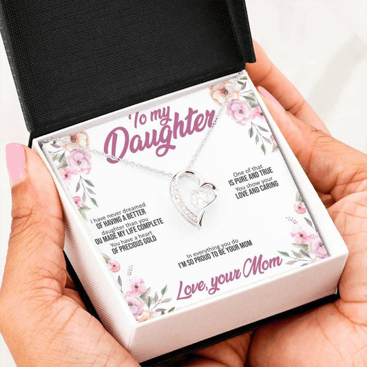 I'm So Proud To Be Your Mom Gift For Daughter 14K White Gold Forever Love Necklace