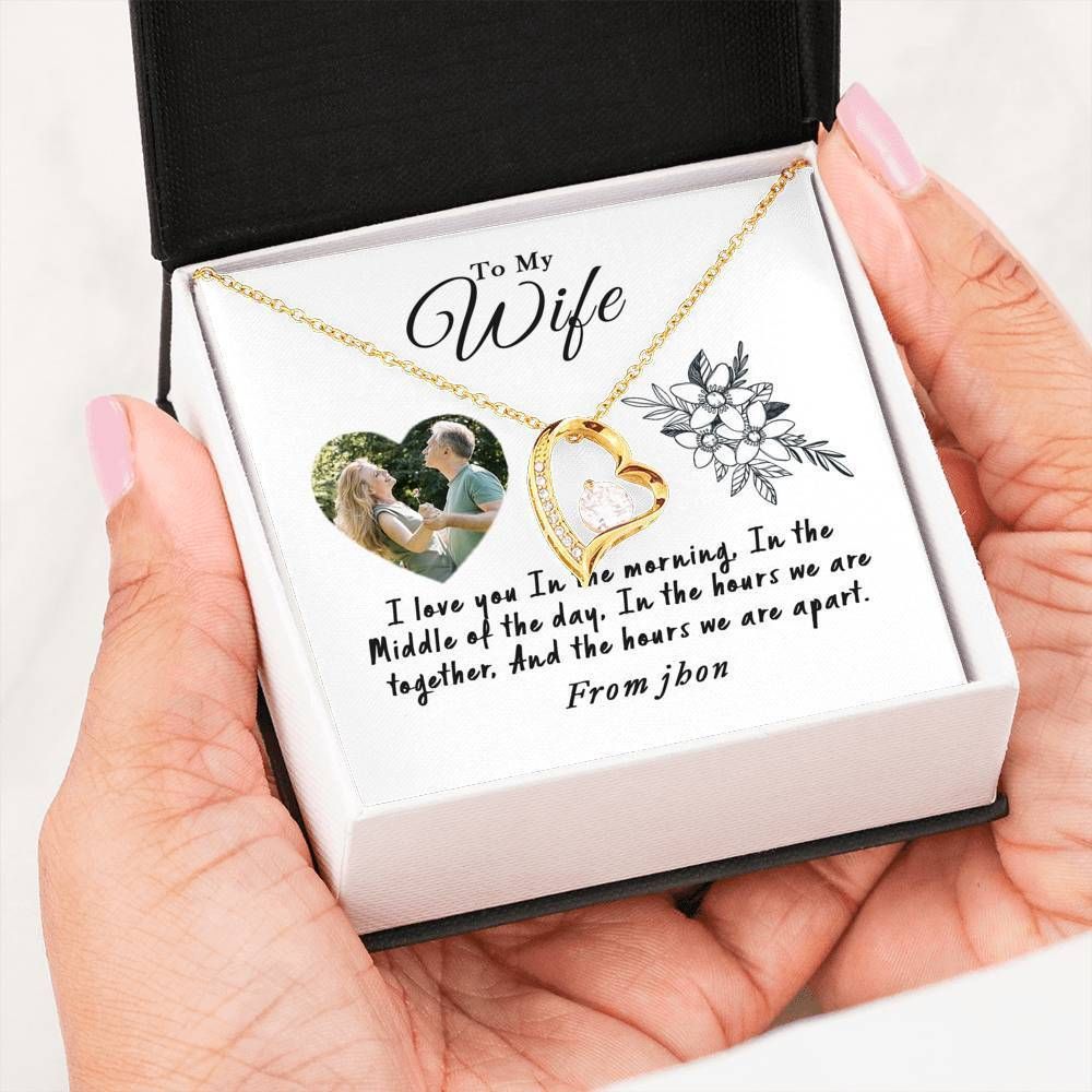 Love You In The Morning 14K White Gold Forever Love Necklace Gift For Wife