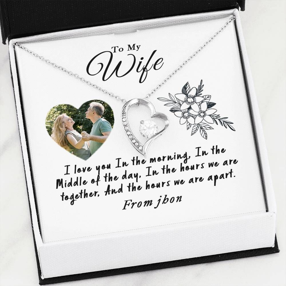 Love You In The Morning 14K White Gold Forever Love Necklace Gift For Wife