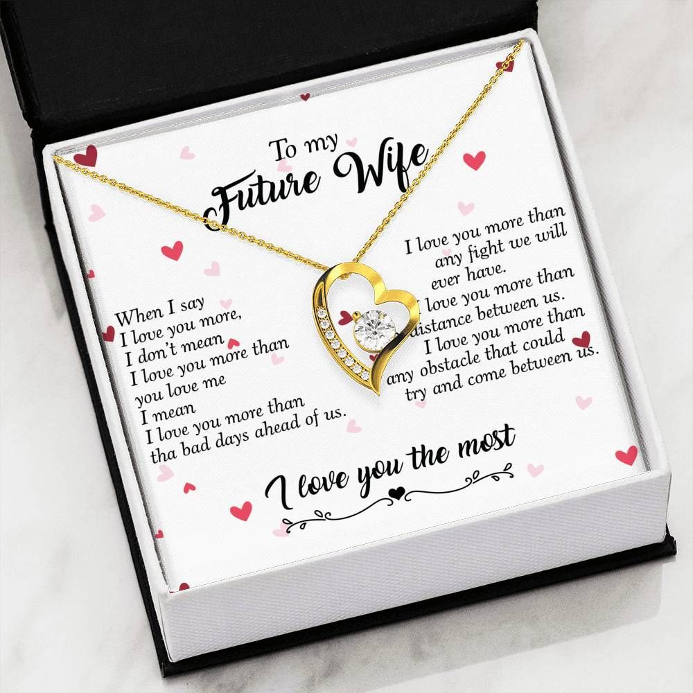 I Love You More Than You Love Me 14K White Gold Forever Love Necklace Gift For Wife Future Wife