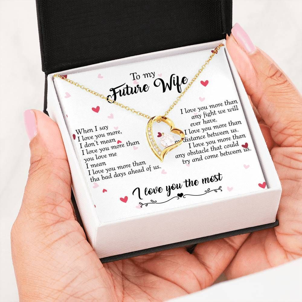 I Love You More Than You Love Me 14K White Gold Forever Love Necklace Gift For Wife Future Wife