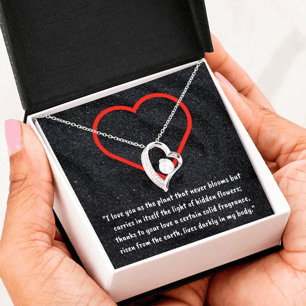 Classic Pablo Neruda Poem Gift For Wife 14K White Gold Forever Love Necklace