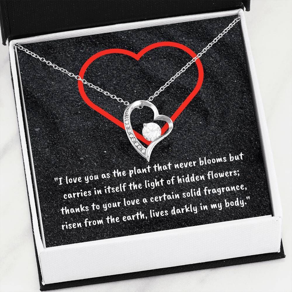 Classic Pablo Neruda Poem Gift For Wife 14K White Gold Forever Love Necklace