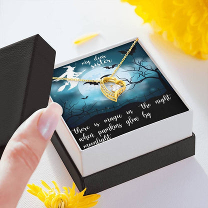 There Are Magic In The Night 14K White Gold Forever Love Necklace Gift For Sister