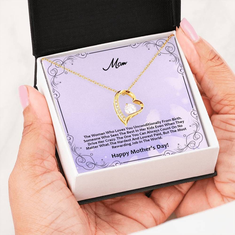 Gift For Mom Who Loves You Unconditional From Birth White Gold Forever Love Necklace