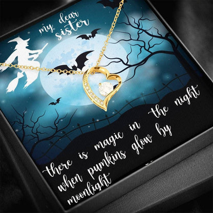 There Are Magic In The Night 14K White Gold Forever Love Necklace Gift For Sister