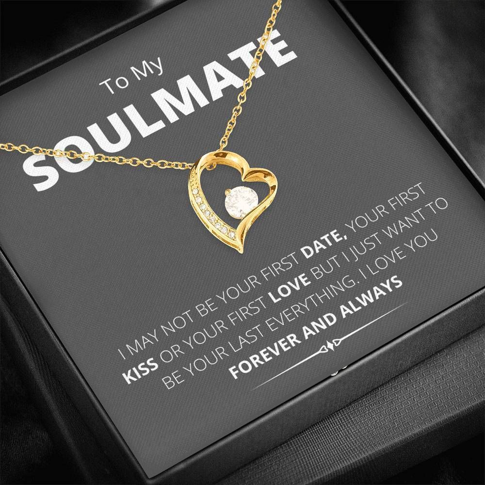 Soulmate Gift For Her Grey Love You Forever And Always 14K White Gold Forever Love Necklace