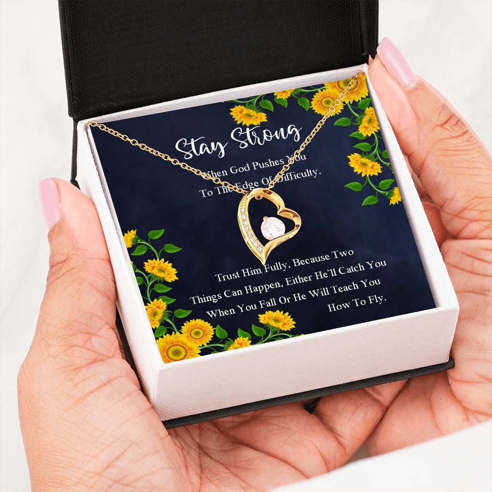 Trust Him Fully Yellow Flower Forever Love Necklace Gift For Women