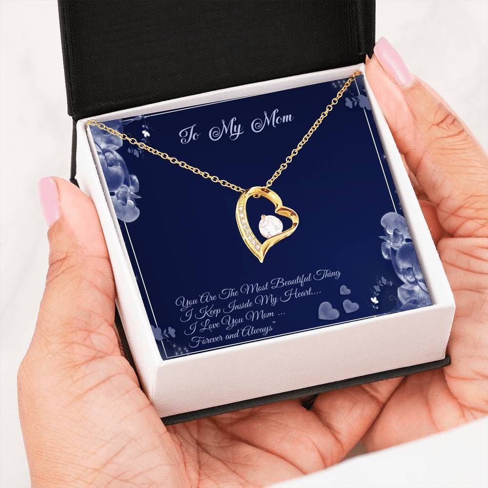 You Are The Most Beautiful Things Gift For Mom 14K White Gold Forever Love Necklace