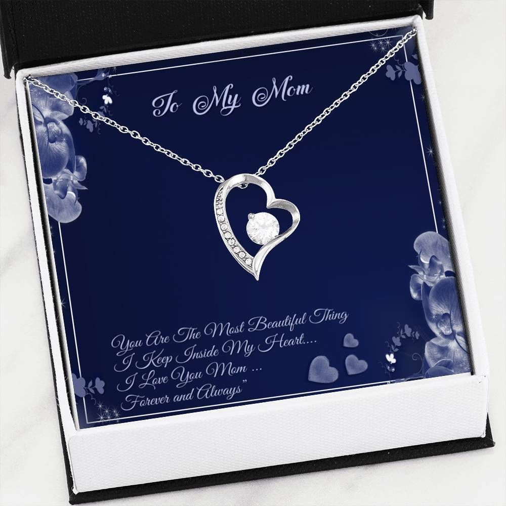 You Are The Most Beautiful Things Gift For Mom 14K White Gold Forever Love Necklace