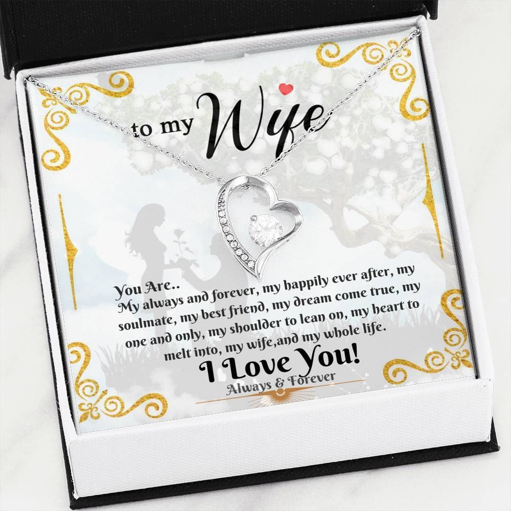 Gift For Wife I Love You Forever And Always 14K White Gold Forever Love Necklace