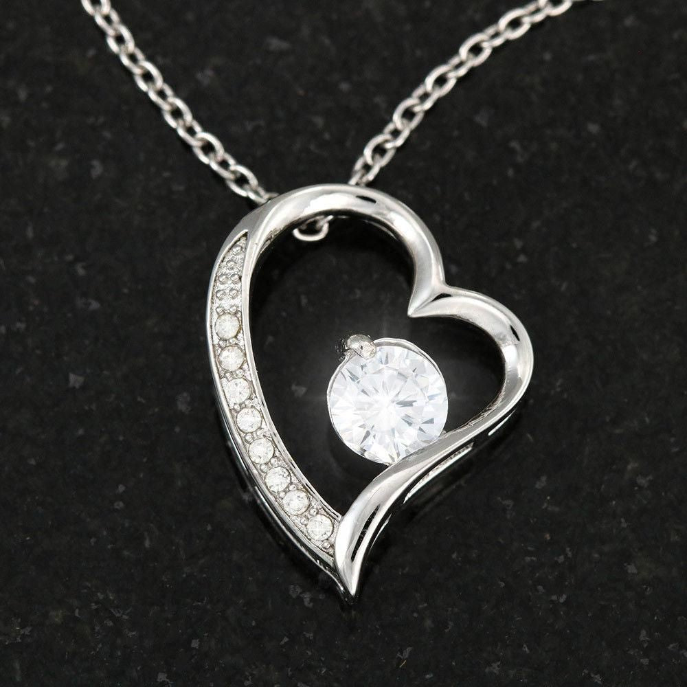 Gift For Wife I Love You Forever And Always 14K White Gold Forever Love Necklace