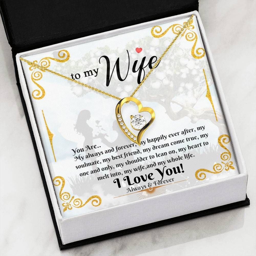 Gift For Wife I Love You Forever And Always 14K White Gold Forever Love Necklace