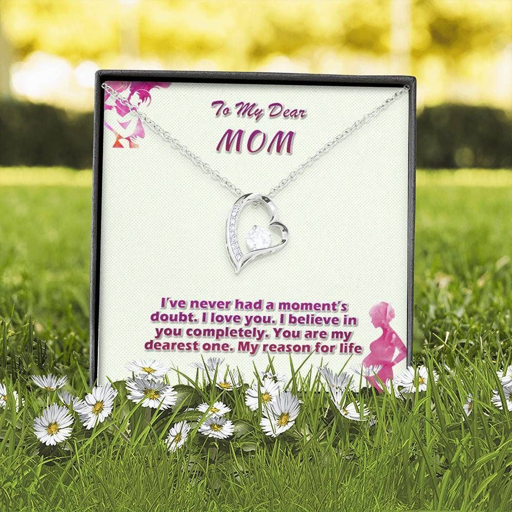 Gift For Mom I Belive In You Completely 14K White Gold Forever Love Necklace