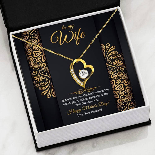 Gift For Wife Happy Mother's Day 18k Gold Forever Love Necklace