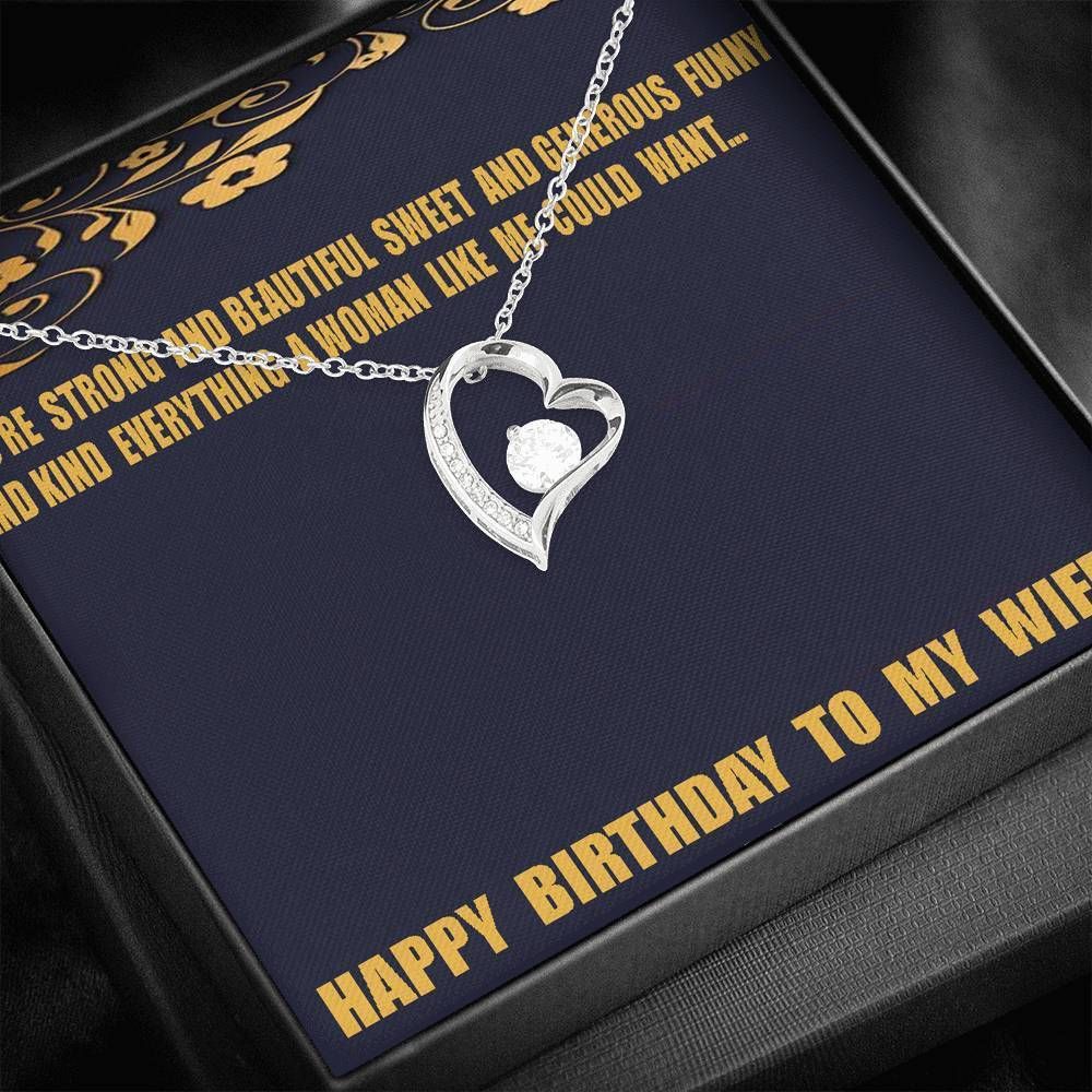 Gift For Wife You're Strong And Beautiful Sweet 14K White Gold Forever Love Necklace