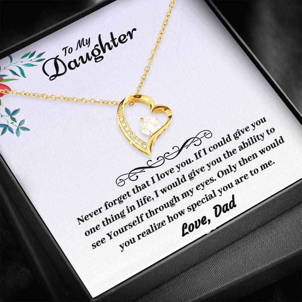 Gift For Daughter Never Forget That I Love You 14K White Gold Forever Love Necklace