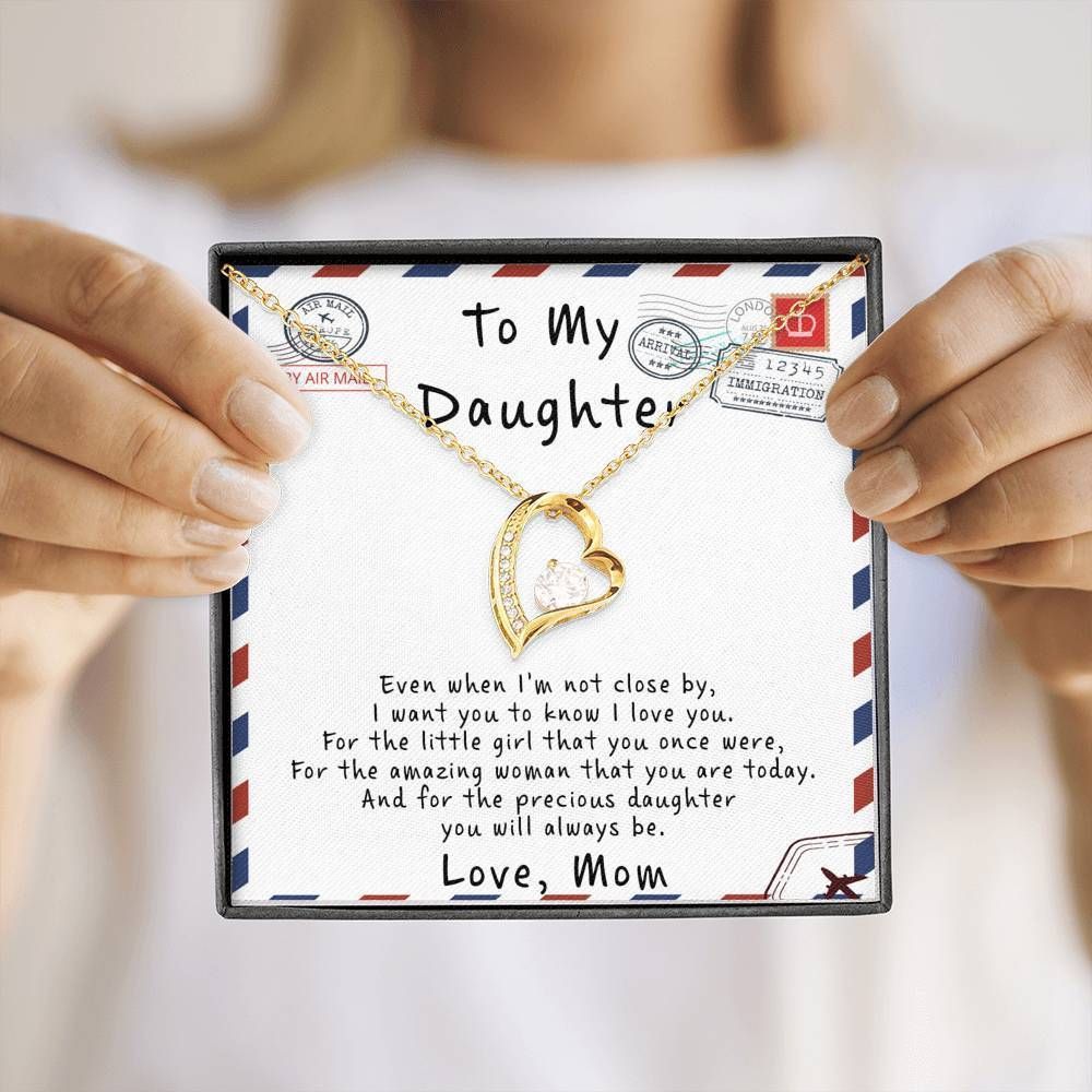 Letter Gift For Daughter I Love You For The Precious Daughter You'll Always Be 14K White Gold Forever Love Necklace