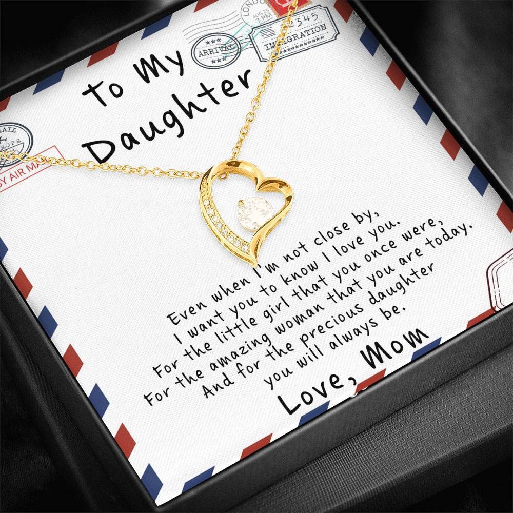 Letter Gift For Daughter I Love You For The Precious Daughter You'll Always Be 14K White Gold Forever Love Necklace