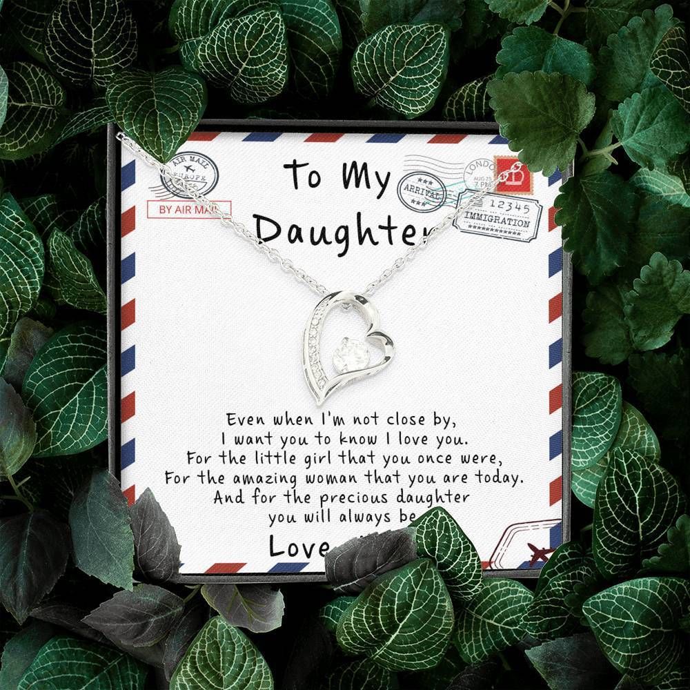 Letter Gift For Daughter I Love You For The Precious Daughter You'll Always Be 14K White Gold Forever Love Necklace