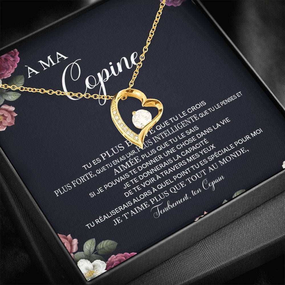 14K White Gold Forever Love Necklace Gift For À Ma Copine Je T'aime Plus Que Tout Au Monde