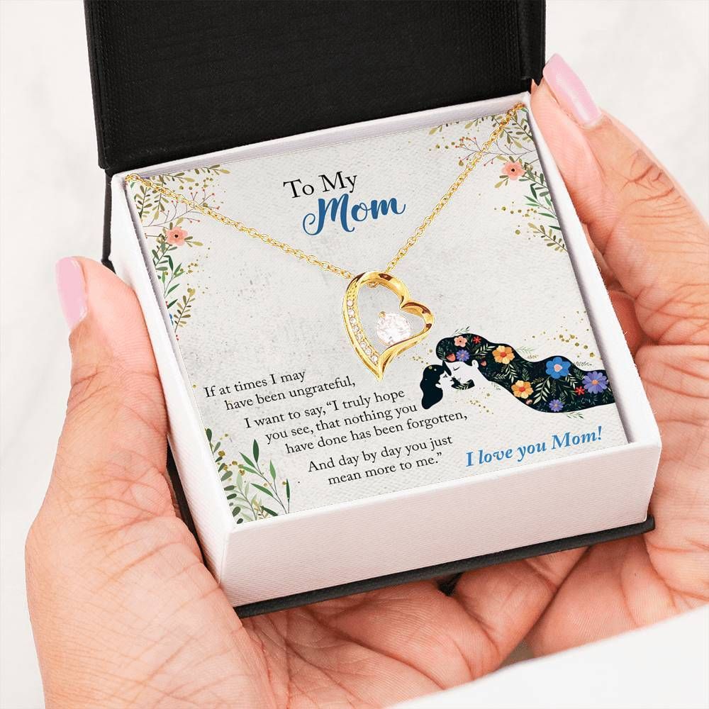 Day By Day You Just Mean More To Me Gift For Mom 14K White Gold Forever Love Necklace