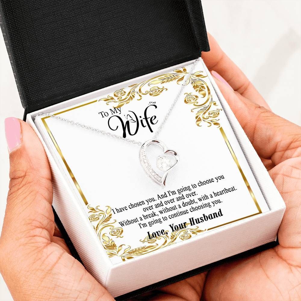 Im Going To Continue Choosing You Gift For Wife 14K White Gold Forever Love Necklace