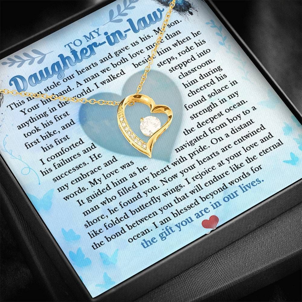 Gift For Daughter In Law Blessed Beyond Words For The Gift You're In Our Lives 14K White Gold Forever Love Necklace