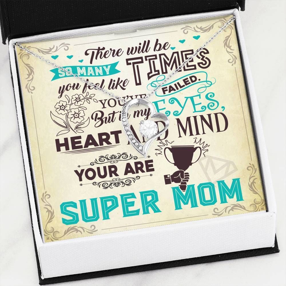 You Are Super Mom 18K Gold Forever Love Necklace Gift For Mom