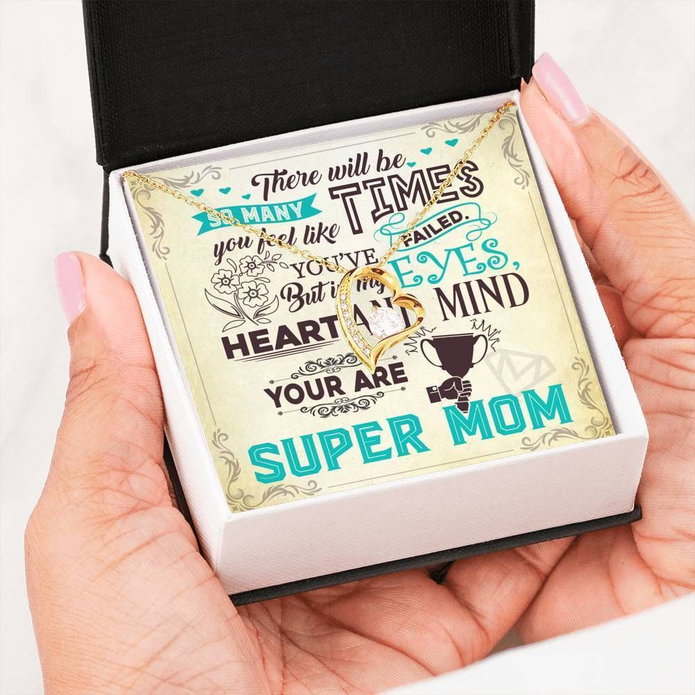 You Are Super Mom 18K Gold Forever Love Necklace Gift For Mom