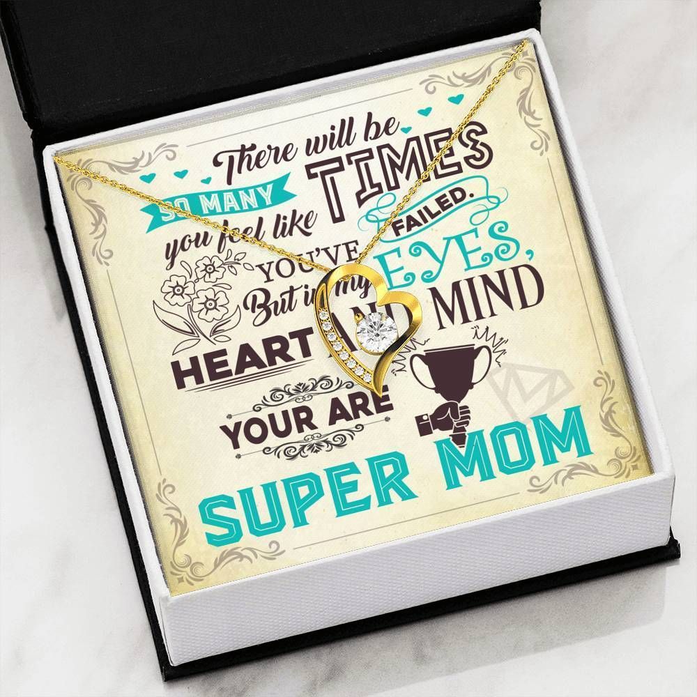 You Are Super Mom 18K Gold Forever Love Necklace Gift For Mom