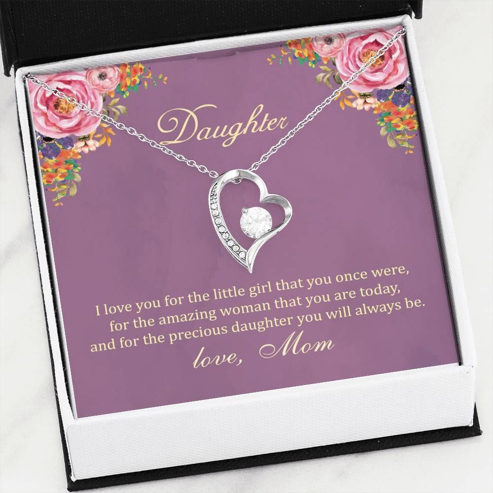 The Amazing Woman Purple Background 14K White Gold Forever Love Necklace Gift For Daughter