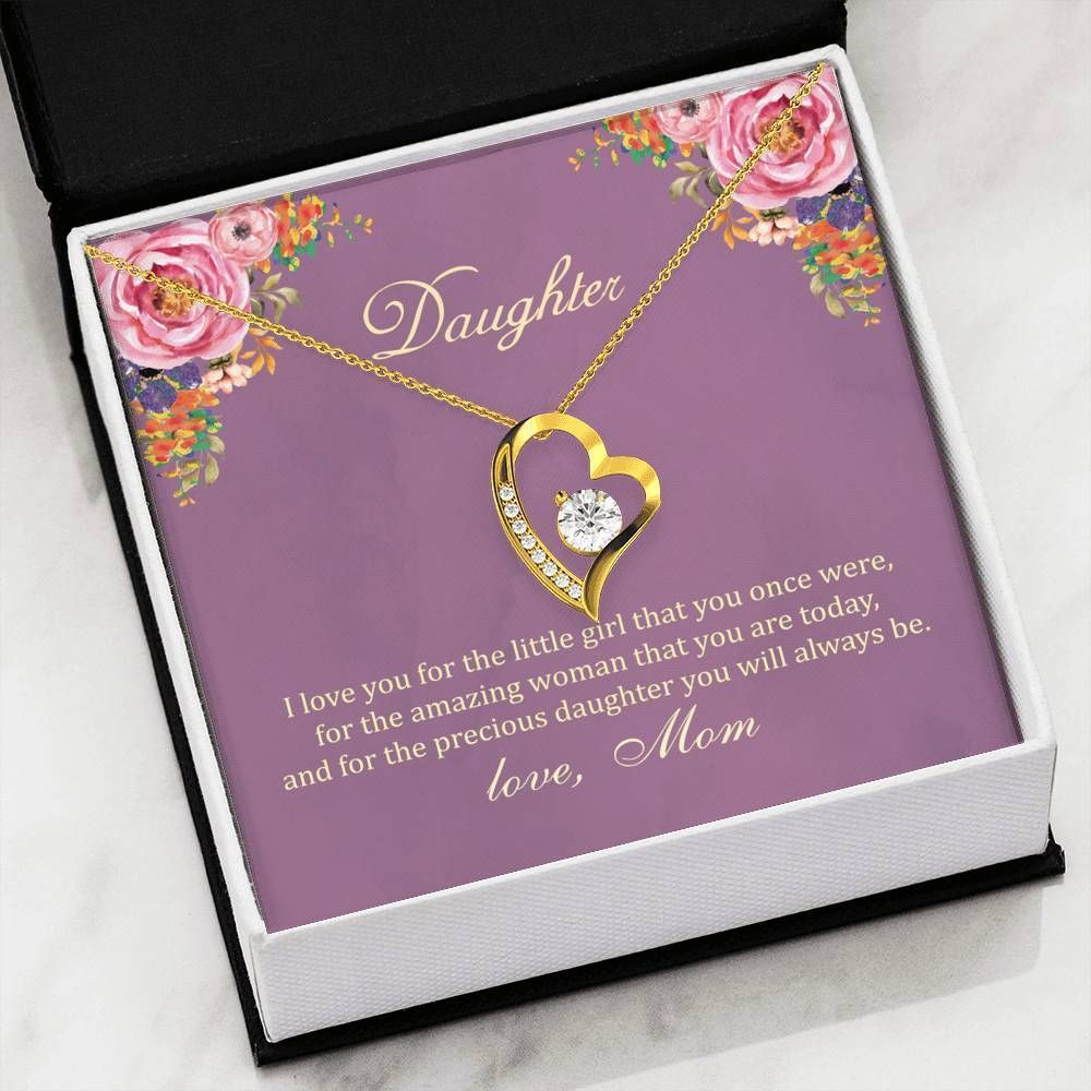 The Amazing Woman Purple Background 14K White Gold Forever Love Necklace Gift For Daughter